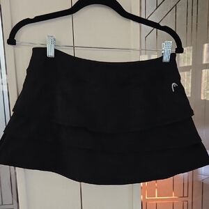Head Black Patterned Tiered Mini Skirt